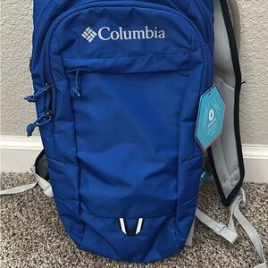 Columbia Blue Backpack with Padded Straps and Multiple Compartments